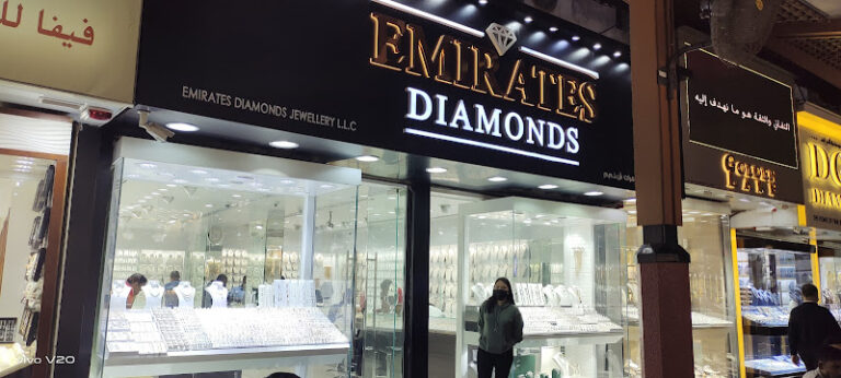 View of Emirates Diamonds Jewellery gold shop in Dubai